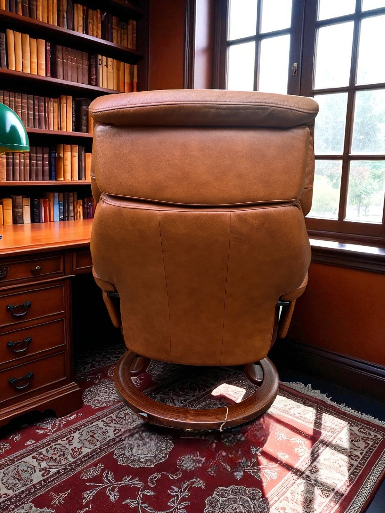 Ekornes Stressless Recliner & Footstool | Brown Leather | Adjustable Headrest
