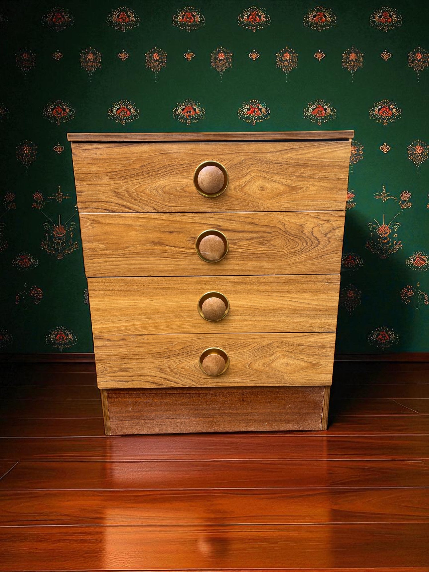 Mid-Century Danish Style Chest of Drawers | 4 Drawer Veneer Cabinet