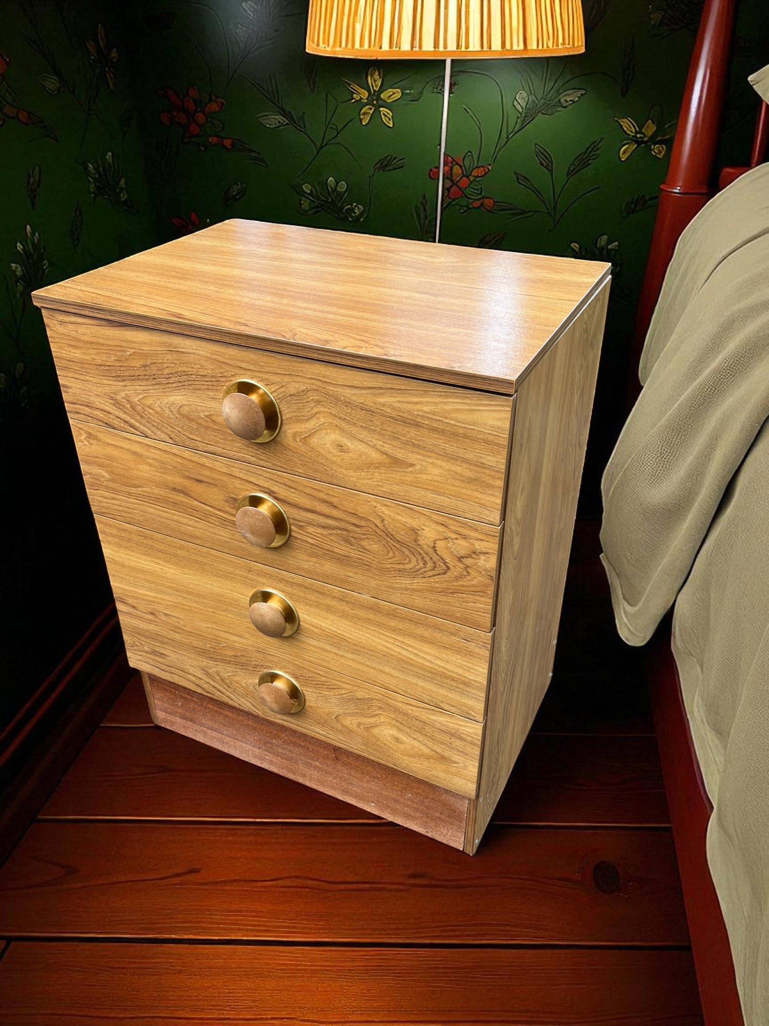 Mid-Century Danish Style Chest of Drawers | 4 Drawer Veneer Cabinet