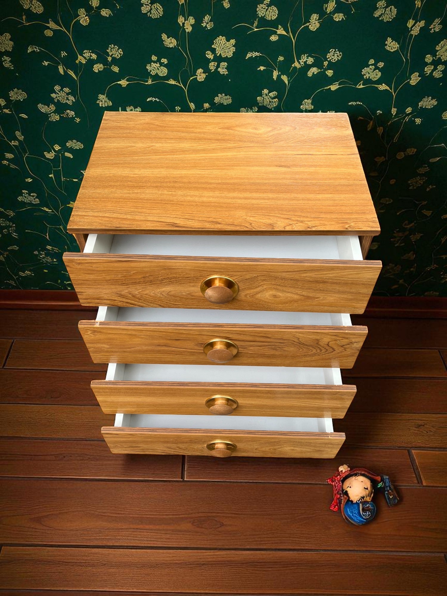 Mid-Century Danish Style Chest of Drawers | 4 Drawer Veneer Cabinet