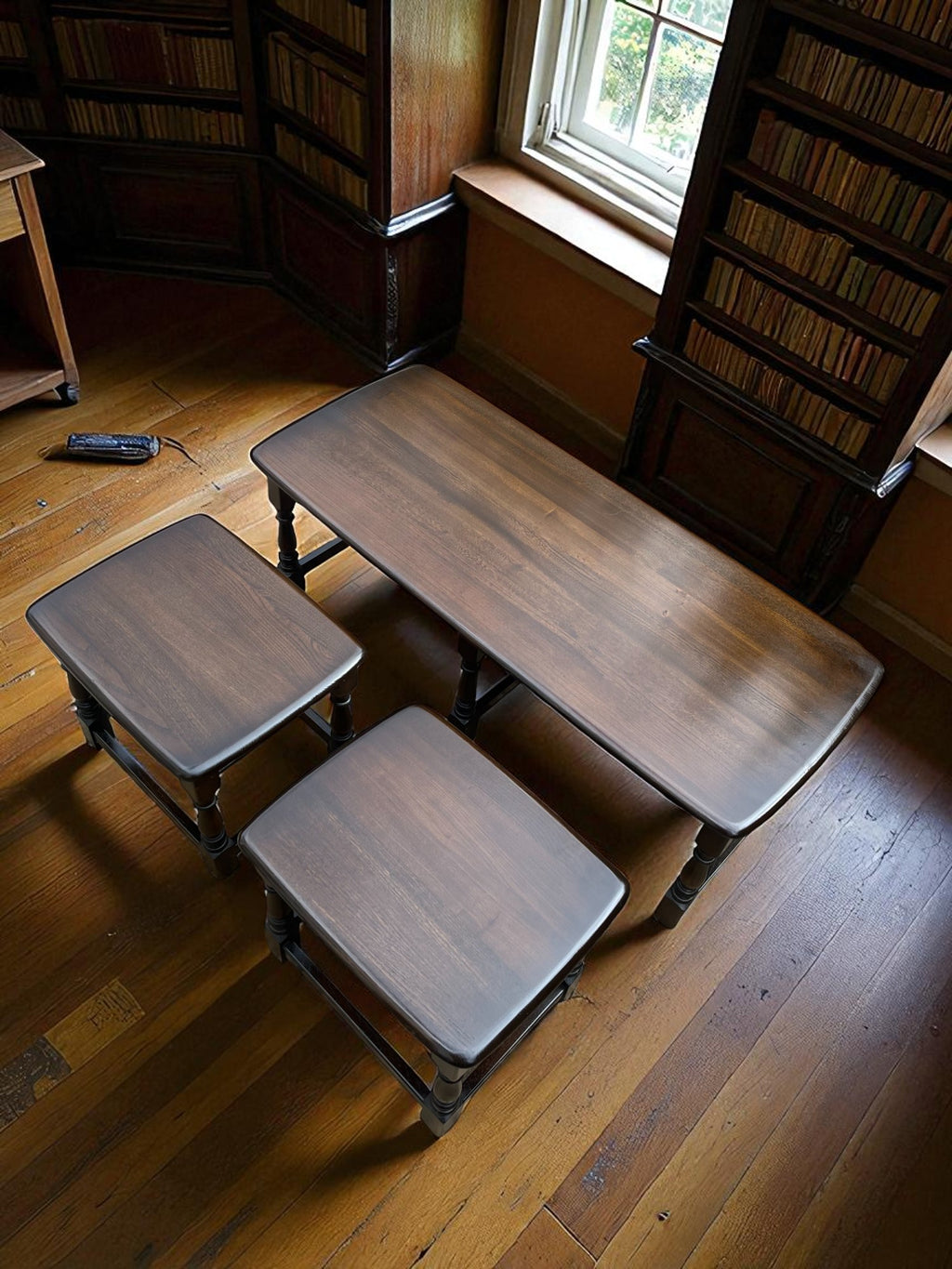 Ercol Vintage Nest of Tables | Set of Three with Turned Legs