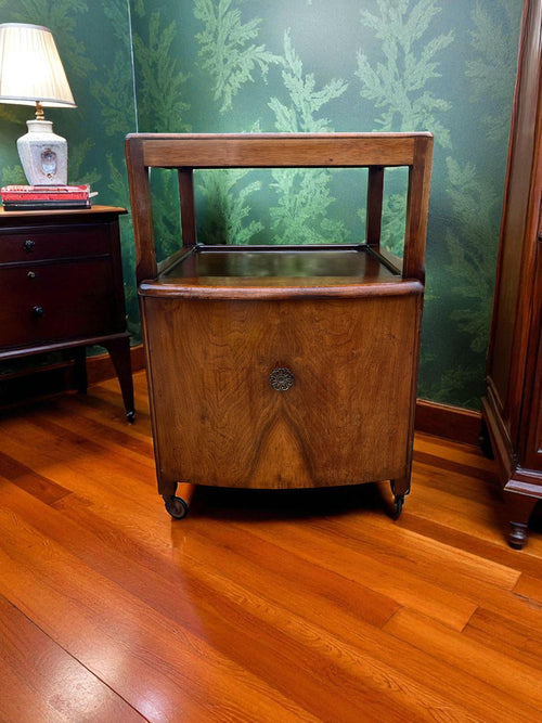 Antique Bedside Cabinet on Casters | Vintage Nightstand with Storage