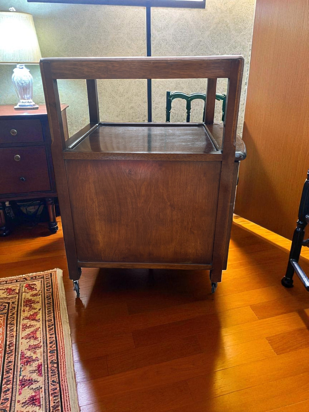 Antique Bedside Cabinet on Casters | Vintage Nightstand with Storage