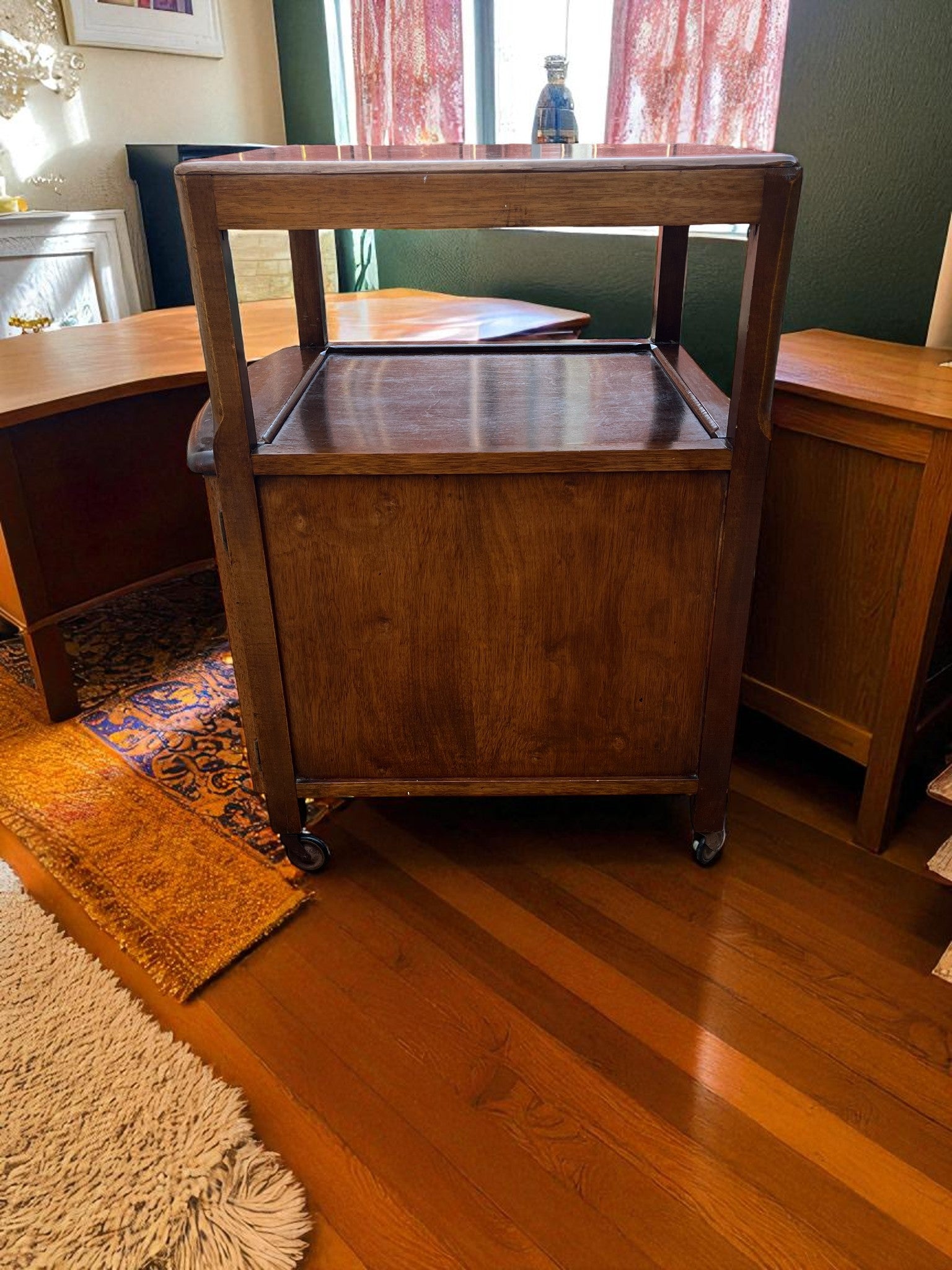 Antique Bedside Cabinet on Casters | Vintage Nightstand with Storage