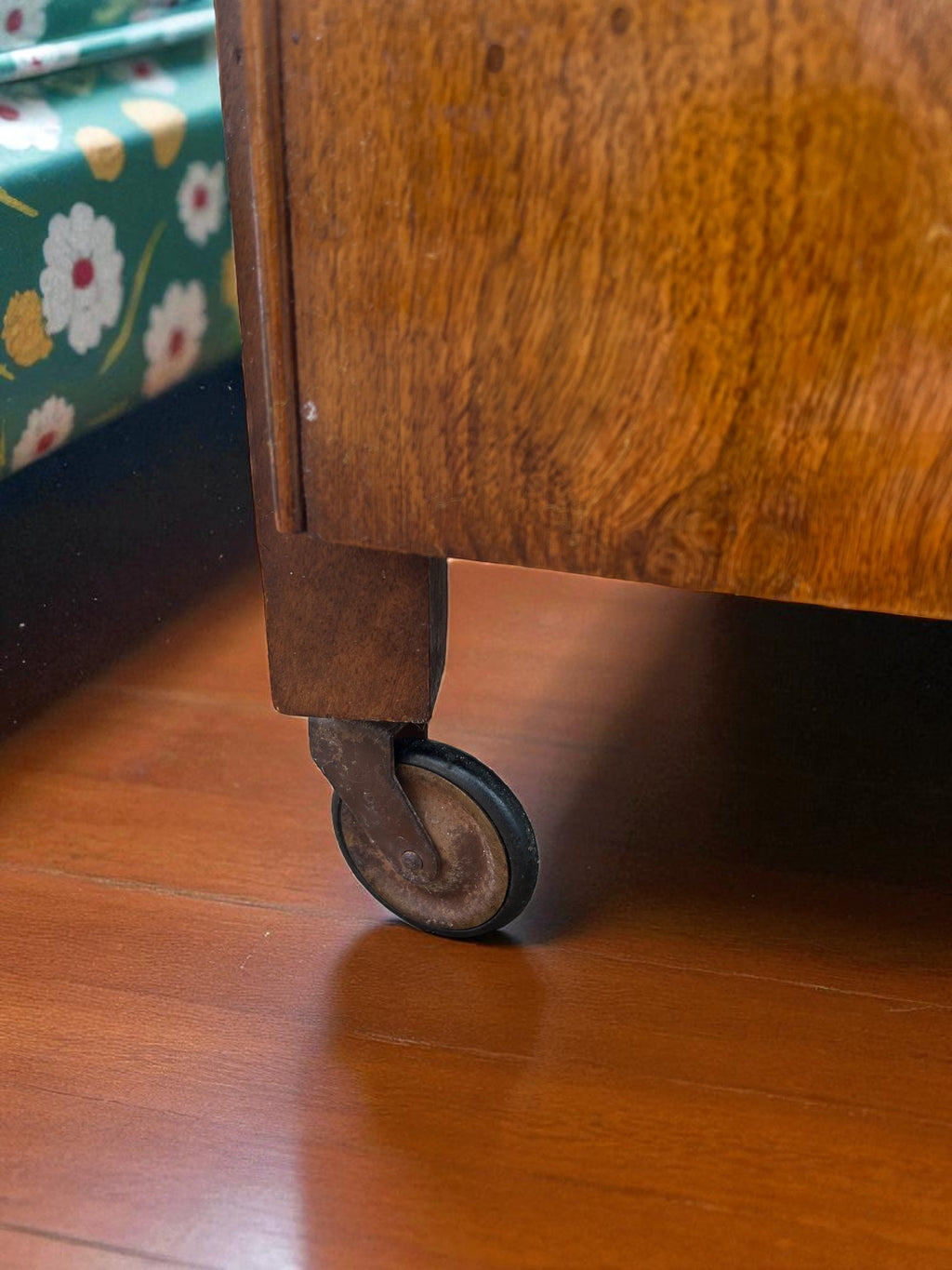 Antique Bedside Cabinet on Casters | Vintage Nightstand with Storage