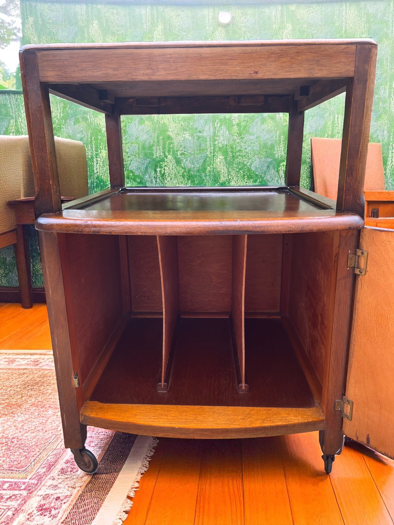 Antique Bedside Cabinet on Casters | Vintage Nightstand with Storage