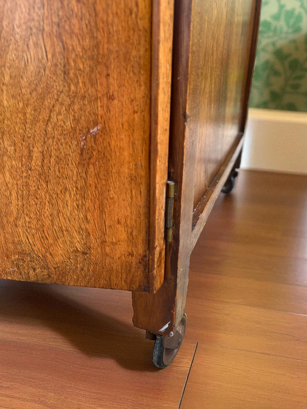 Antique Bedside Cabinet on Casters | Vintage Nightstand with Storage