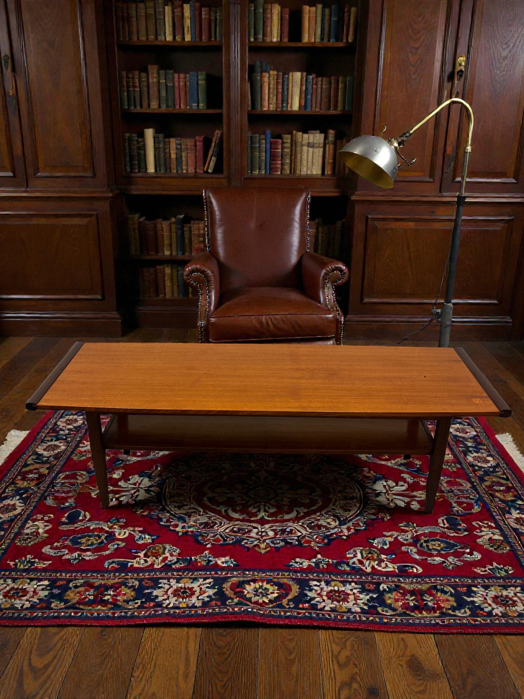 Myer Mid-Century Teak Coffee Table with Shelf | 1960s
