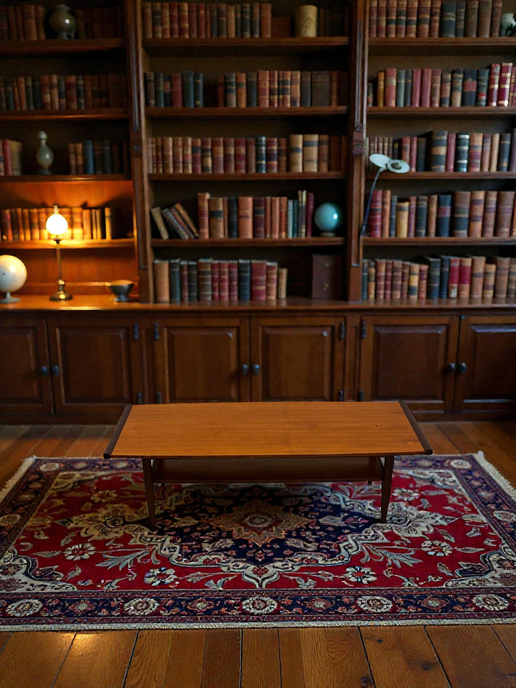 Myer Mid-Century Teak Coffee Table with Shelf | 1960s
