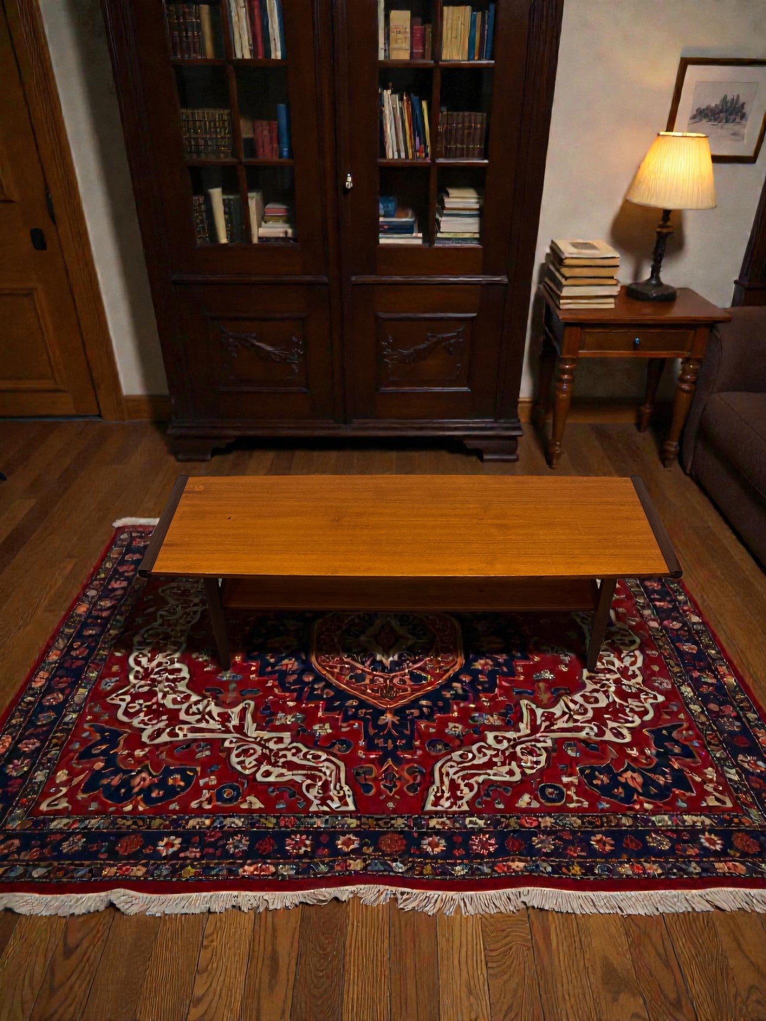 Myer Mid-Century Teak Coffee Table with Shelf | 1960s