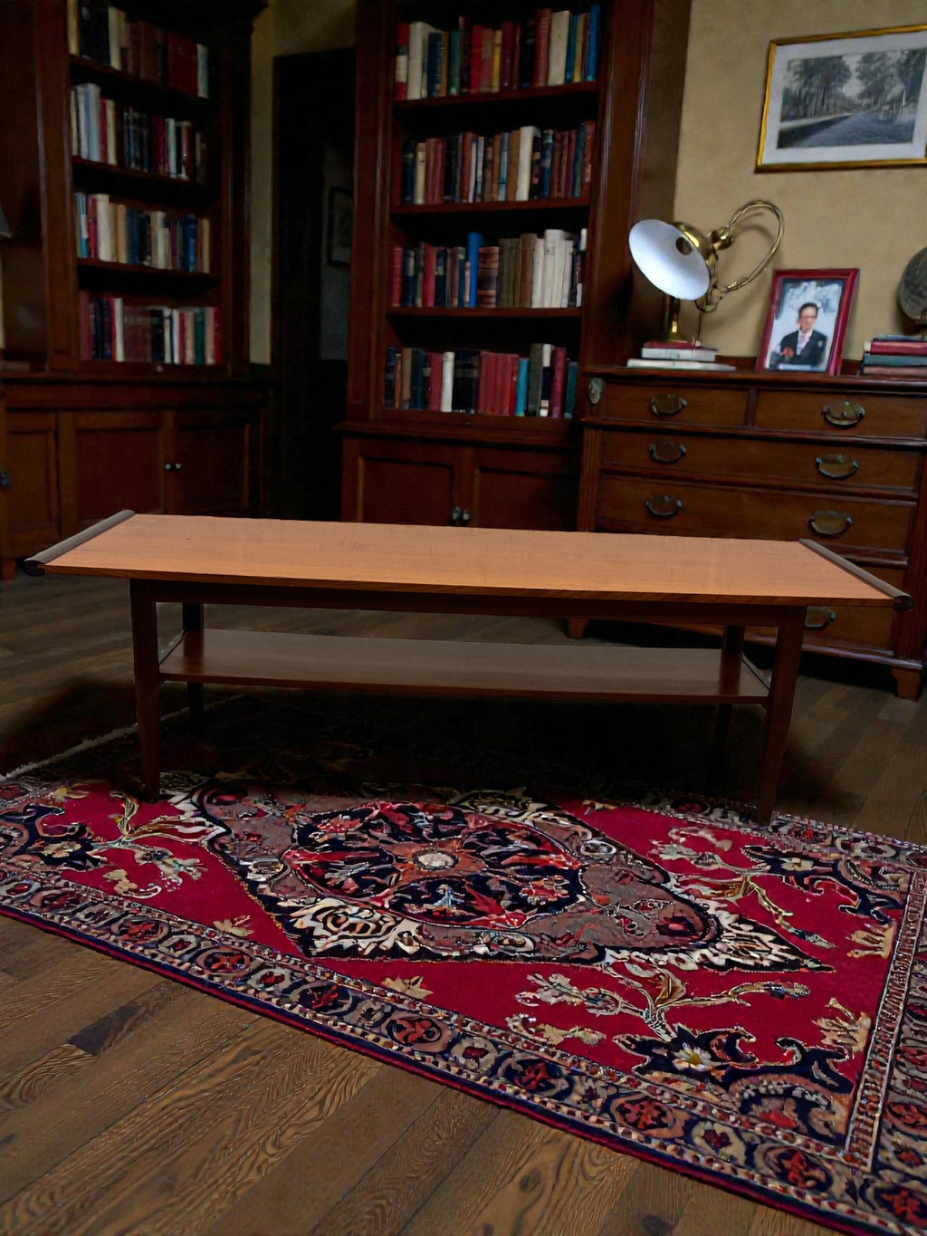 Myer Mid-Century Teak Coffee Table with Shelf | 1960s