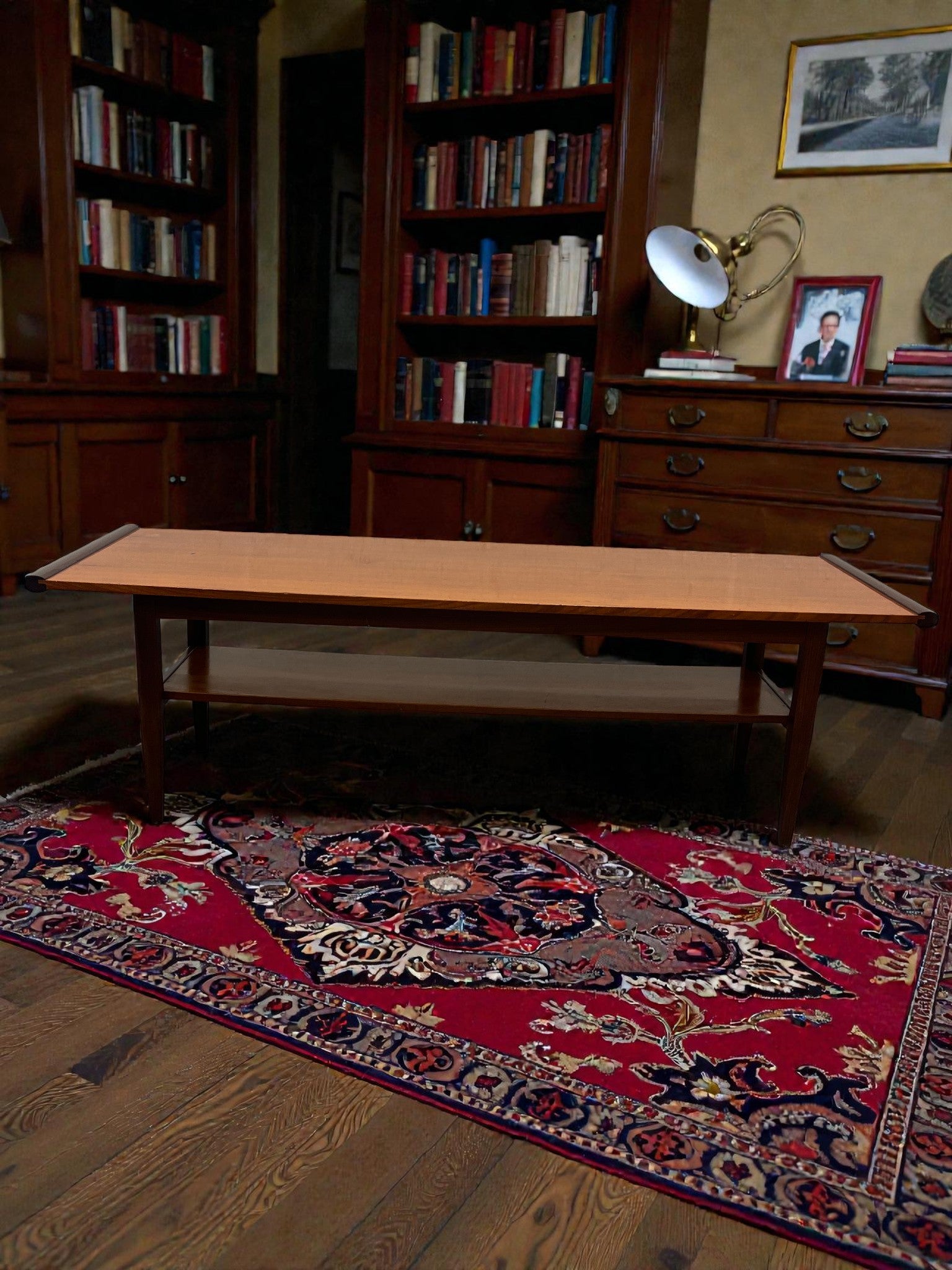 Myer Mid-Century Teak Coffee Table with Shelf | 1960s