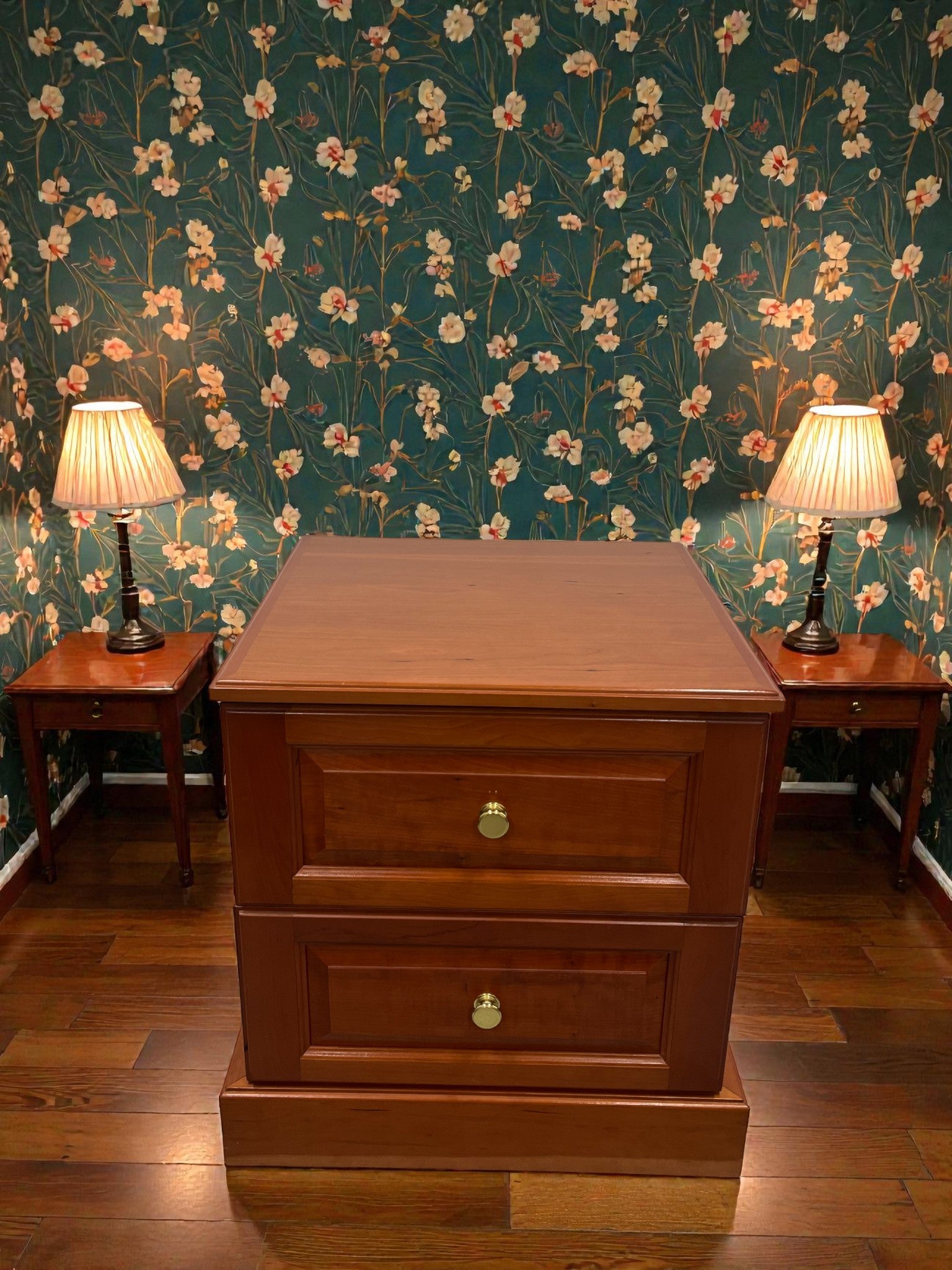 Classic Two Drawer Bedside Table | Solid Vintage Nightstand