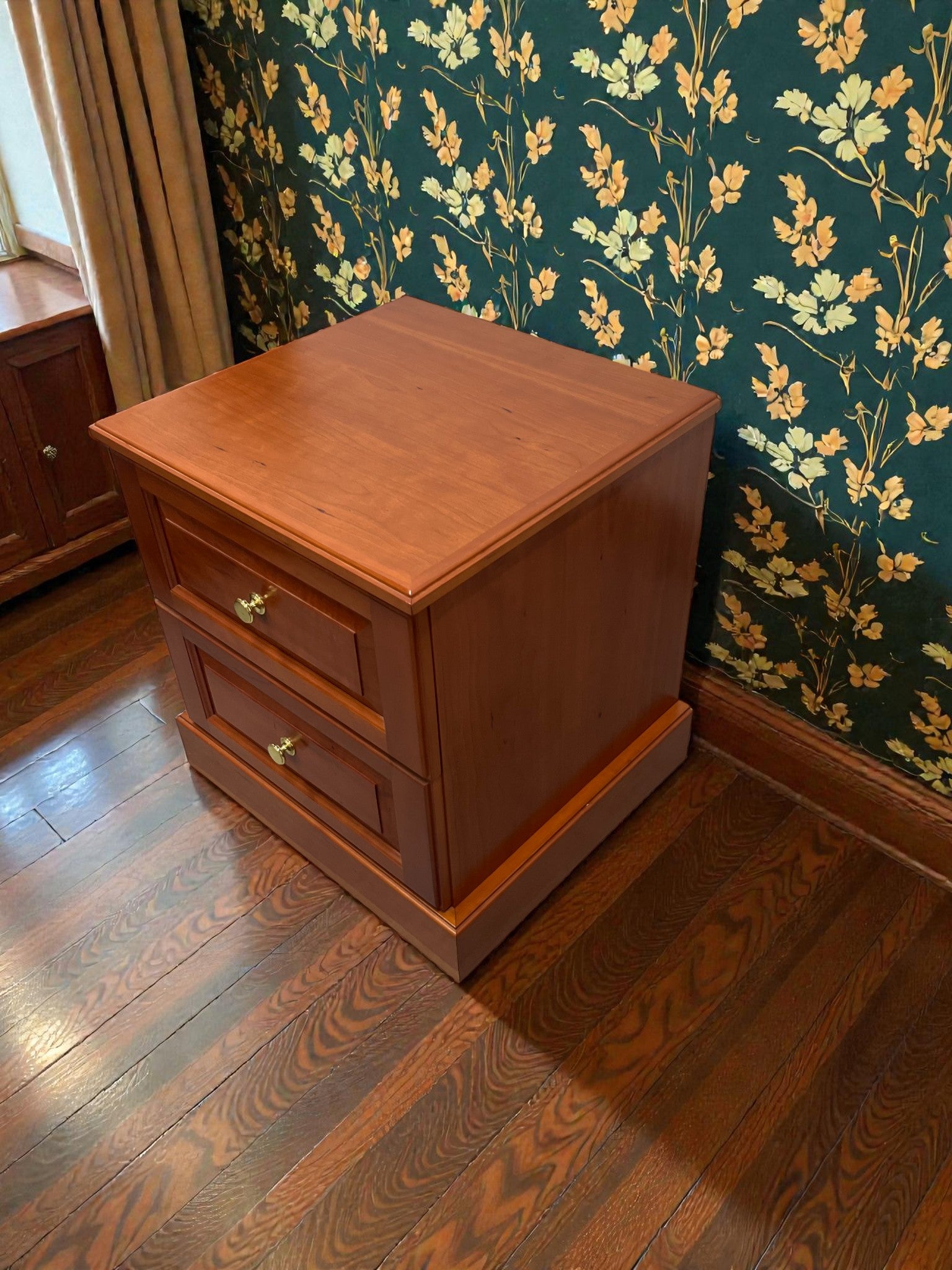 Classic Two Drawer Bedside Table | Solid Vintage Nightstand