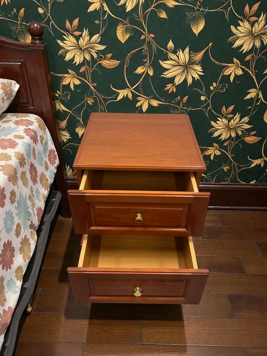 Classic Two Drawer Bedside Table | Solid Vintage Nightstand