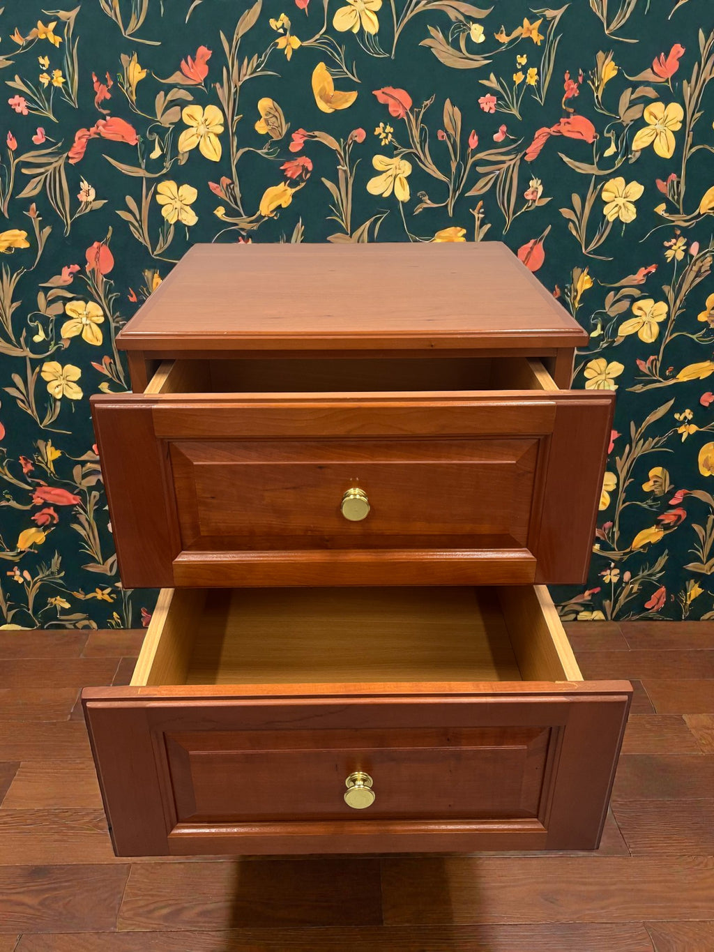 Classic Two Drawer Bedside Table | Solid Vintage Nightstand