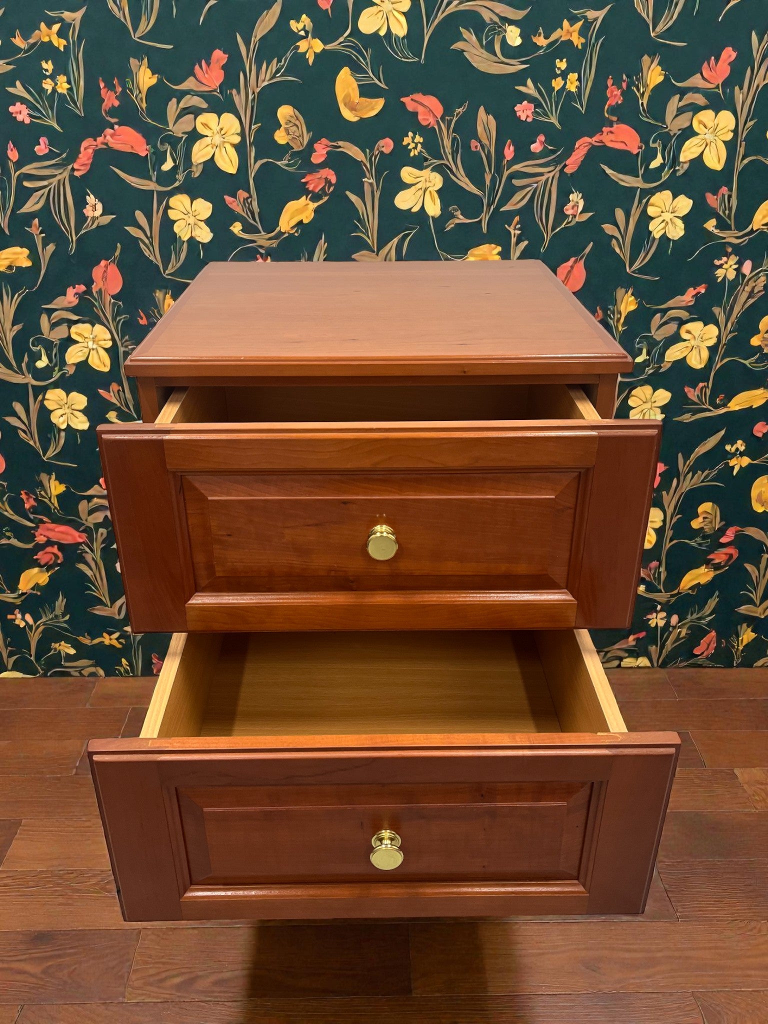 Classic Two Drawer Bedside Table | Solid Vintage Nightstand