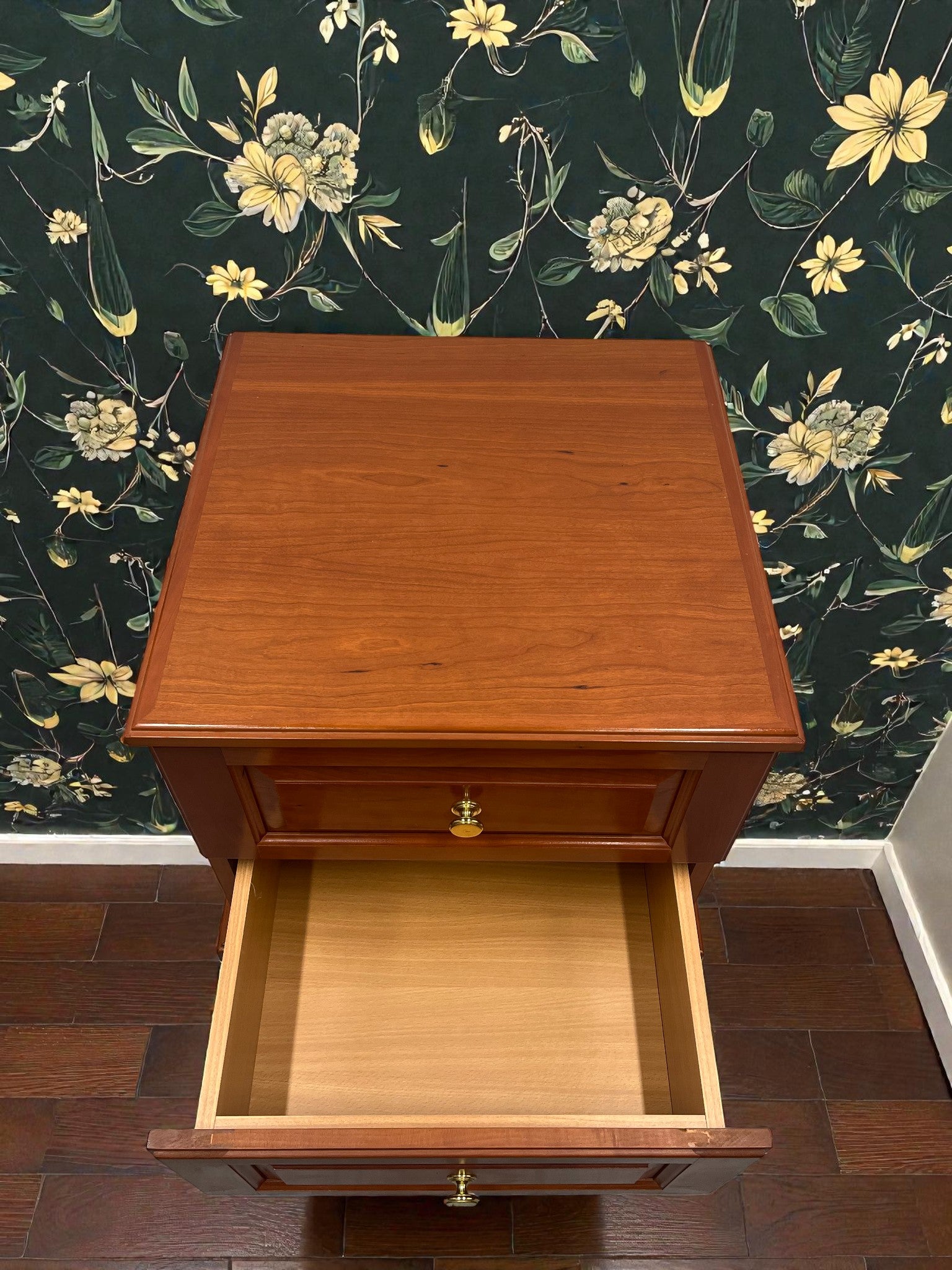 Classic Two Drawer Bedside Table | Solid Vintage Nightstand