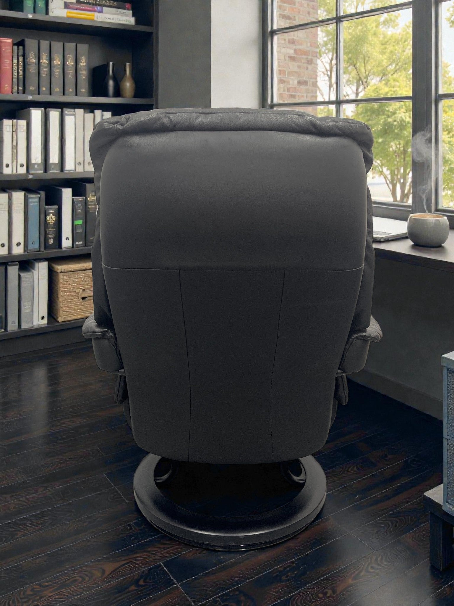 Ekornes Stressless Recliner & Footstool | Black Leather Chair