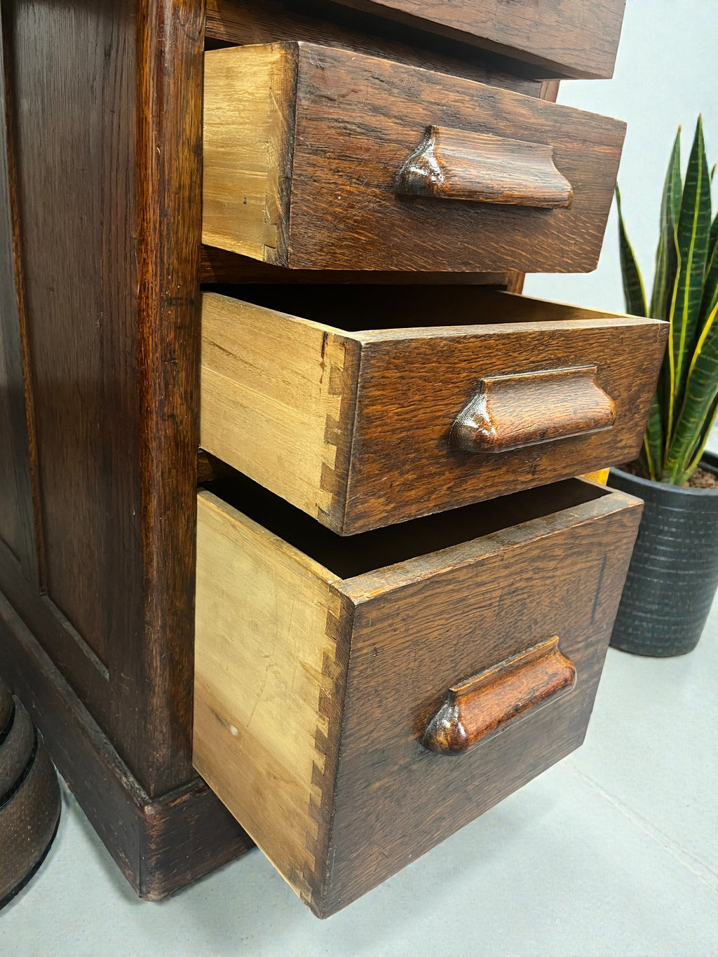 Antique Roll Top Desk | Solid Wood Bureau with 11 Drawers & Letter Pigeonholes