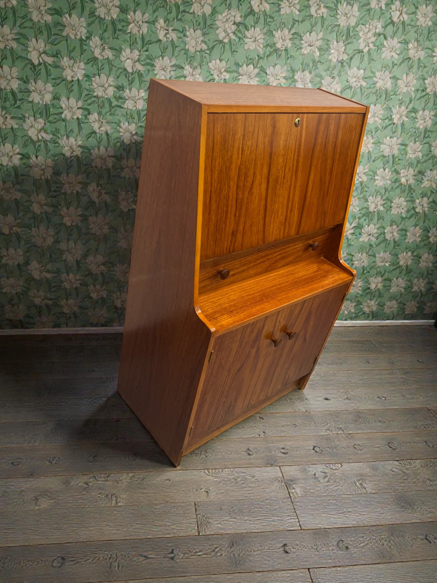 Mid-Century Teak Bureau by Remploy | 1960s Drop-Front Writing Desk