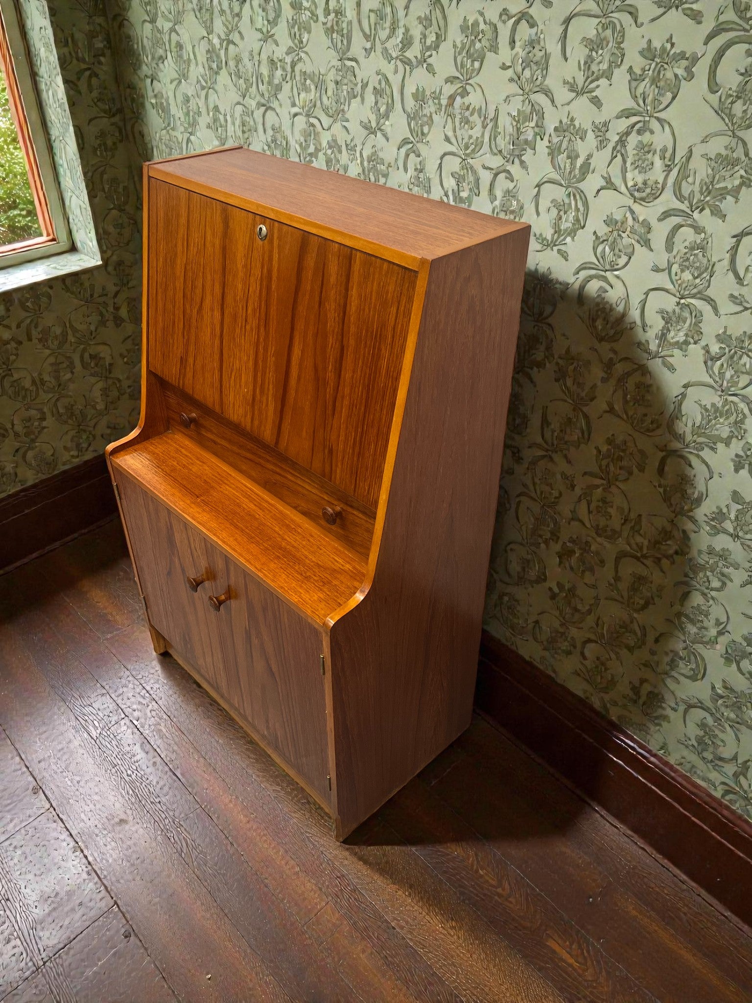 Mid-Century Teak Bureau by Remploy | 1960s Drop-Front Writing Desk