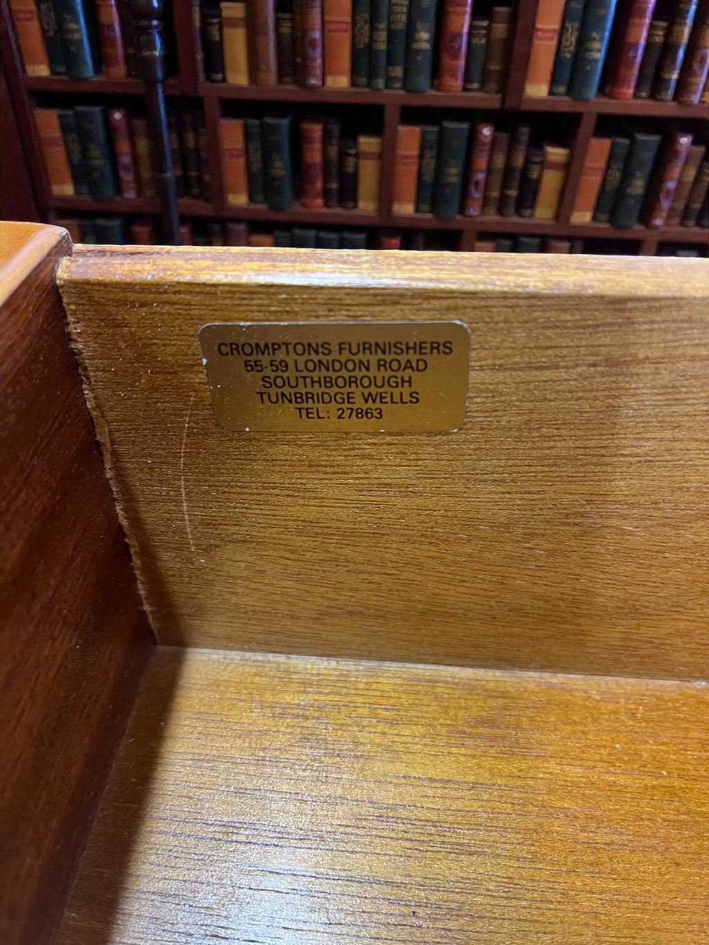 Yew Wood Pedestal Desk with Green Leather Top | Reproduction Kneehole Desk