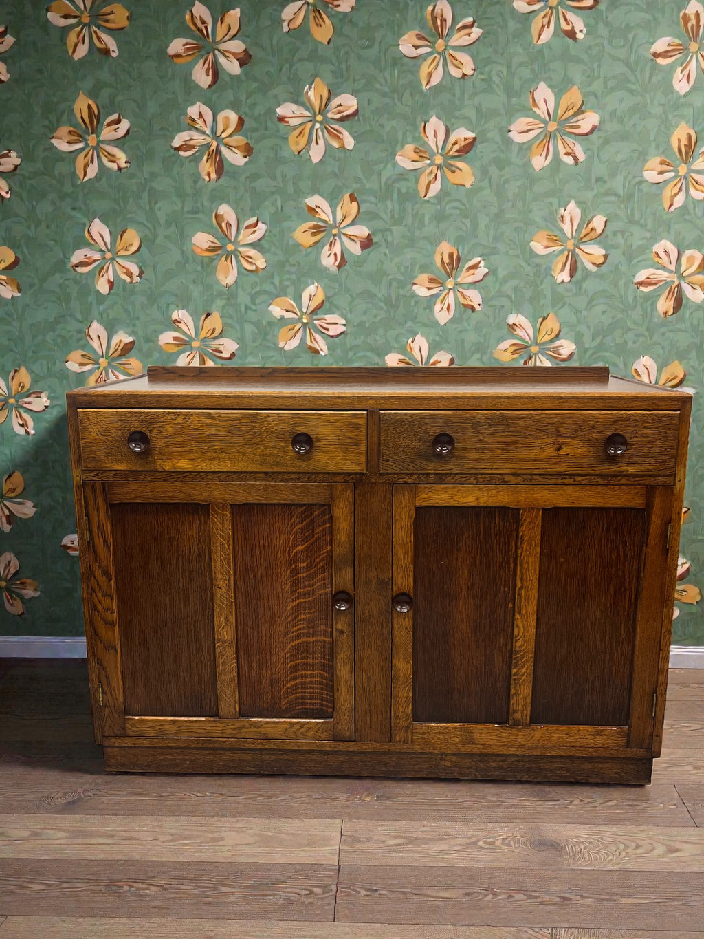Oak Arts & Crafts Sideboard | Antique 2 Door Buffet Cabinet