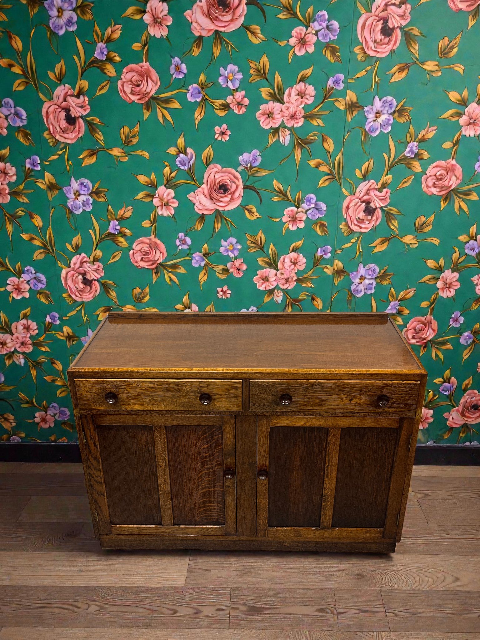 Oak Arts & Crafts Sideboard | Antique 2 Door Buffet Cabinet