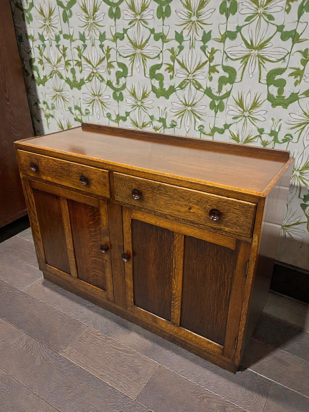 Oak Arts & Crafts Sideboard | Antique 2 Door Buffet Cabinet