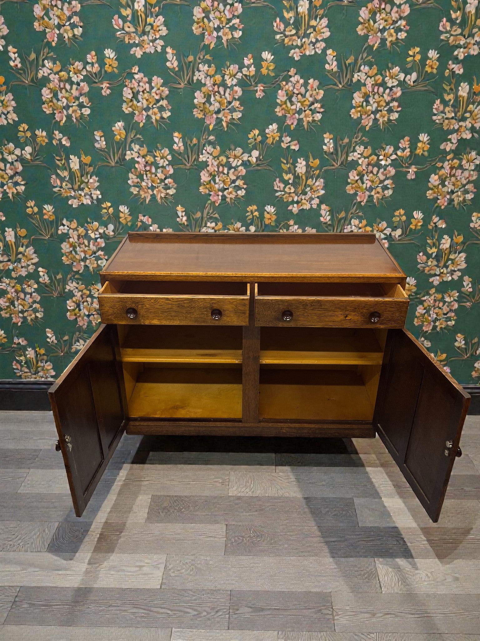Oak Arts & Crafts Sideboard | Antique 2 Door Buffet Cabinet