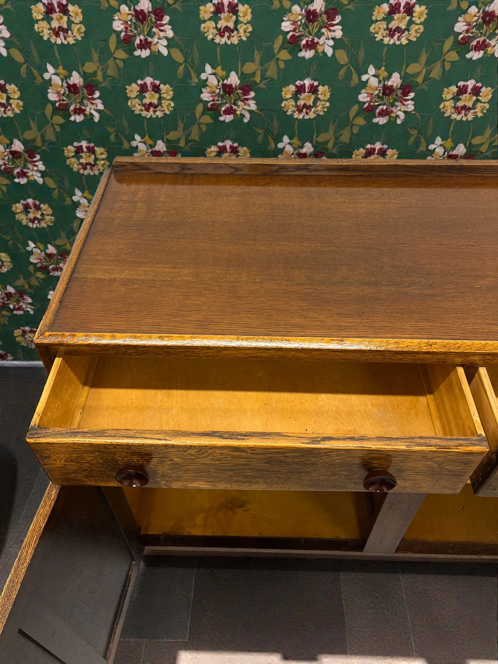 Oak Arts & Crafts Sideboard | Antique 2 Door Buffet Cabinet