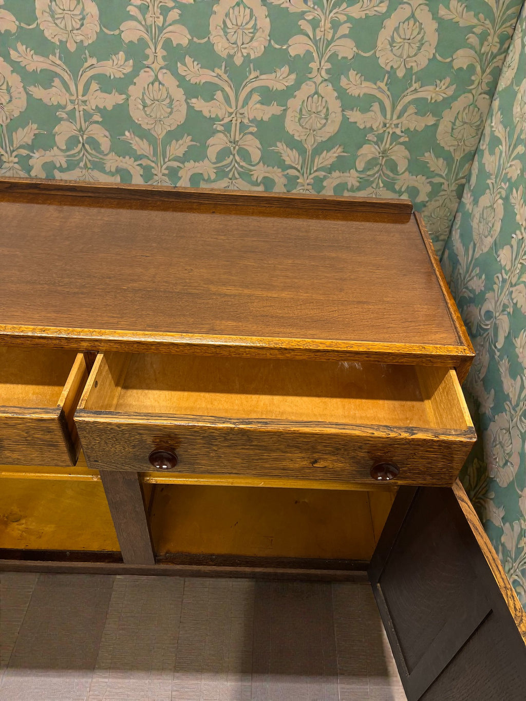 Oak Arts & Crafts Sideboard | Antique 2 Door Buffet Cabinet