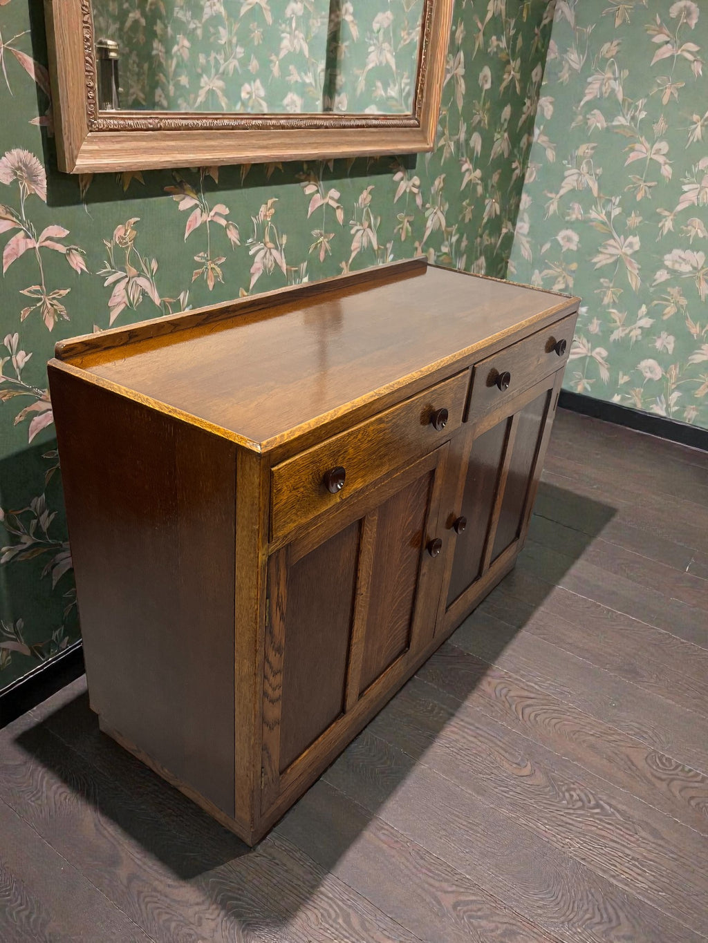 Oak Arts & Crafts Sideboard | Antique 2 Door Buffet Cabinet