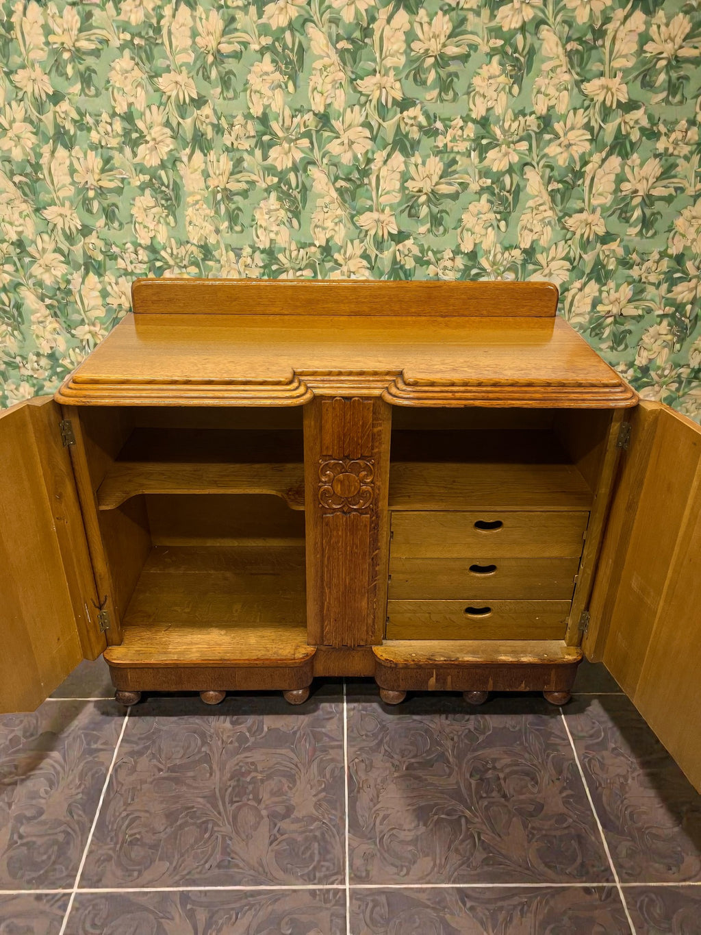 Art Deco Buffet Sideboard | Vintage 3 Drawer Deco Cabinet