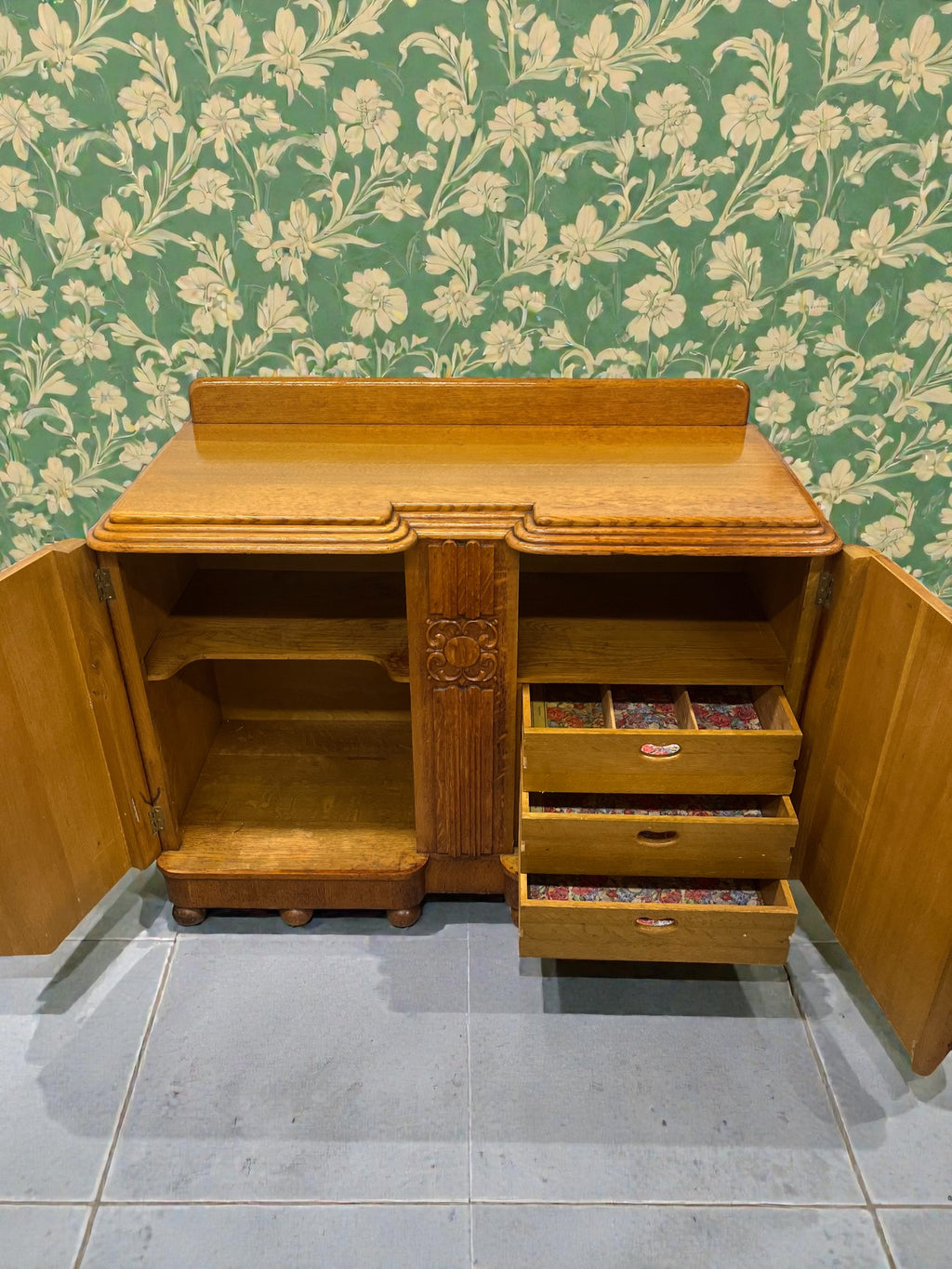 Art Deco Buffet Sideboard | Vintage 3 Drawer Deco Cabinet
