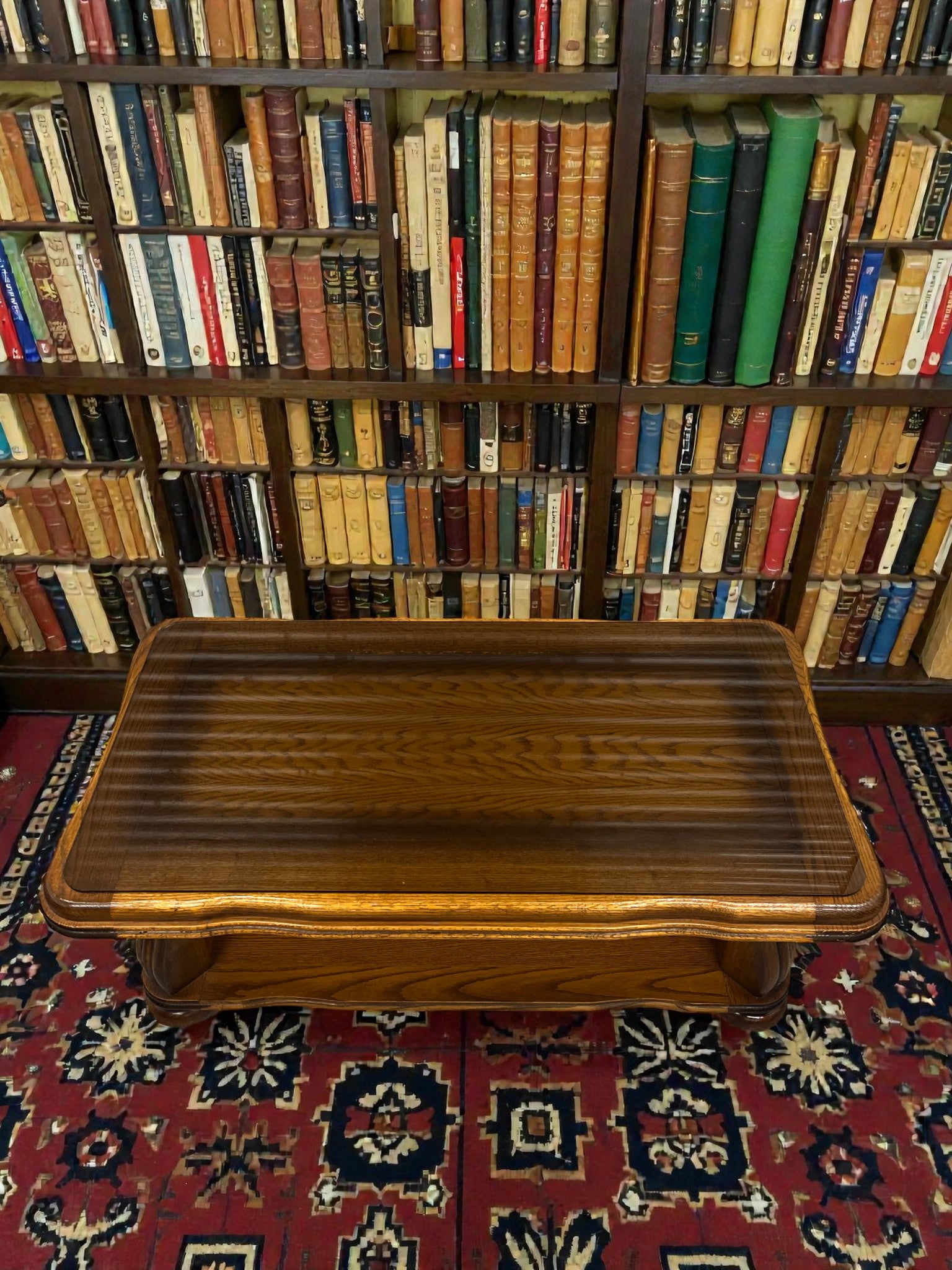 Rustic French Style Coffee Table with Glass Top | Vintage Rectangular Table