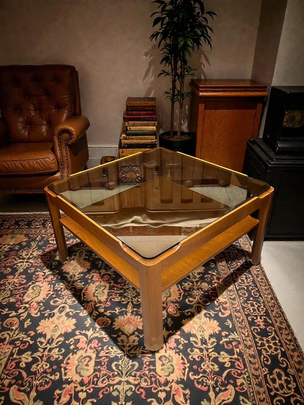 Myer Mid-Century Smoked Glass Coffee Table | Vintage Square 1960s Design