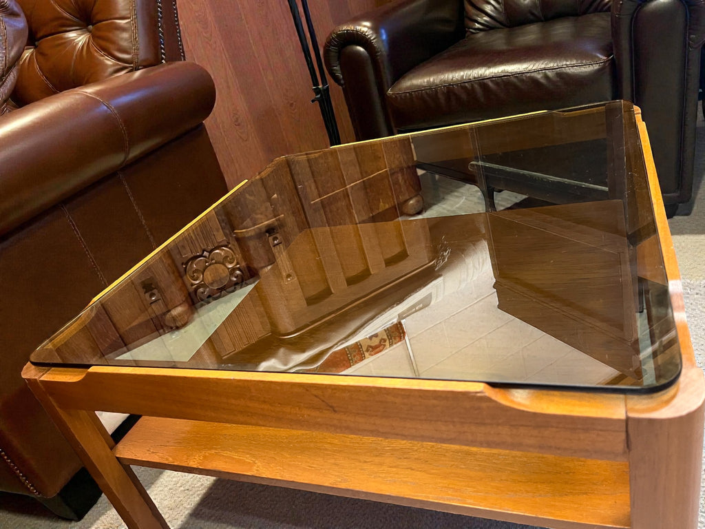 Myer Mid-Century Smoked Glass Coffee Table | Vintage Square 1960s Design