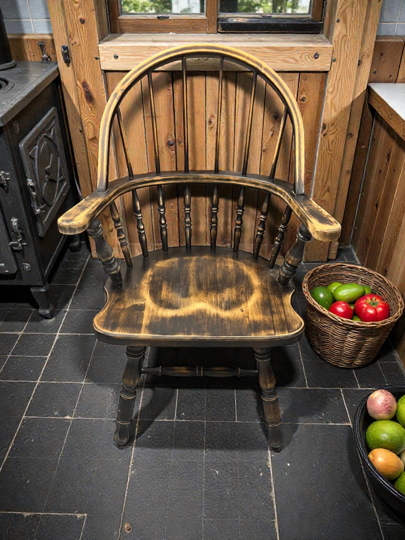 Vintage Hoop Back Chair | Rustic Country Kitchen Armchair