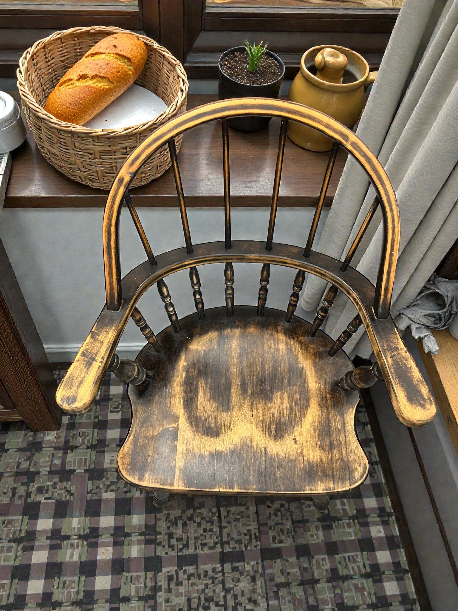 Vintage Hoop Back Chair | Rustic Country Kitchen Armchair