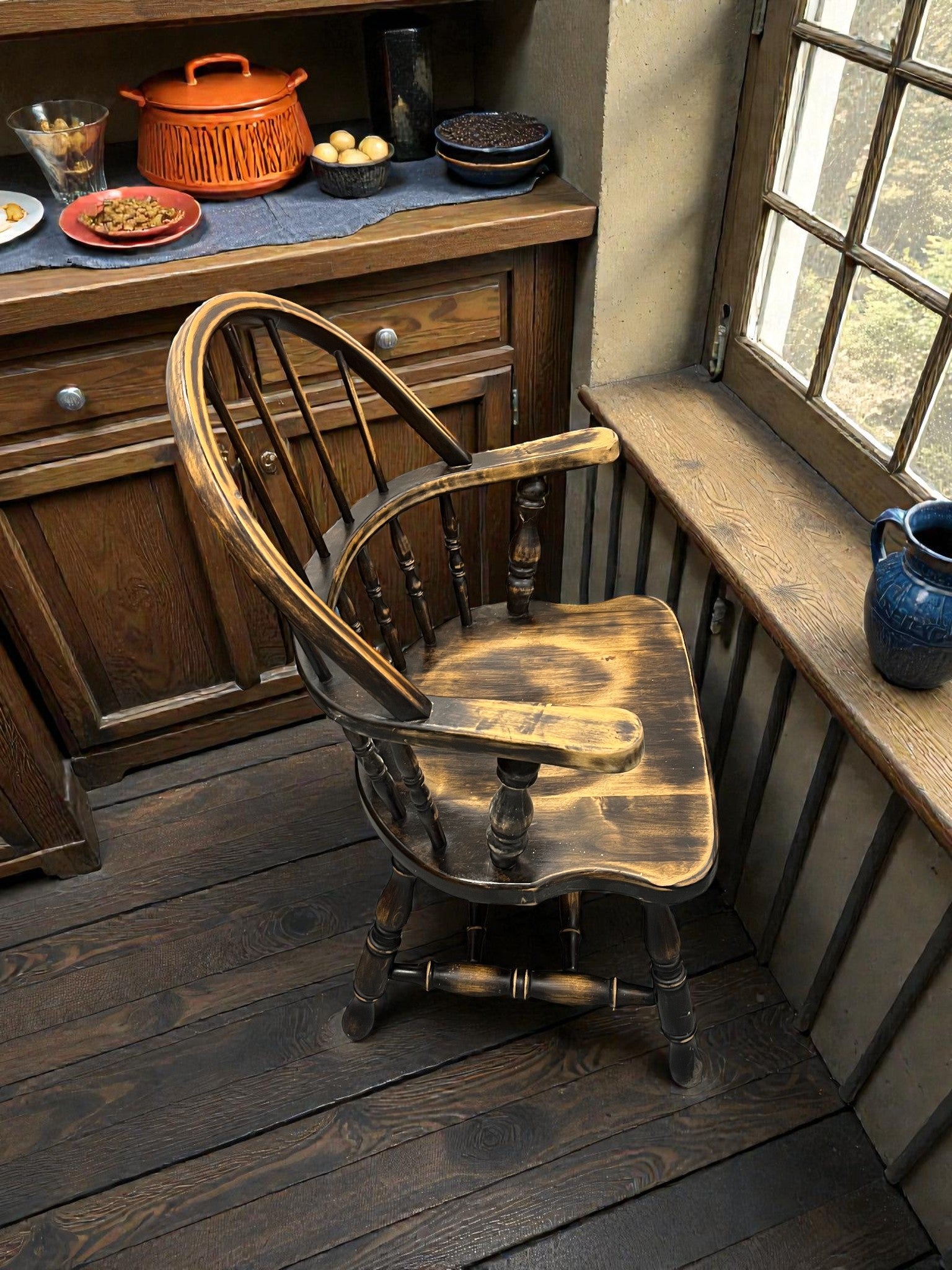Vintage Hoop Back Chair | Rustic Country Kitchen Armchair