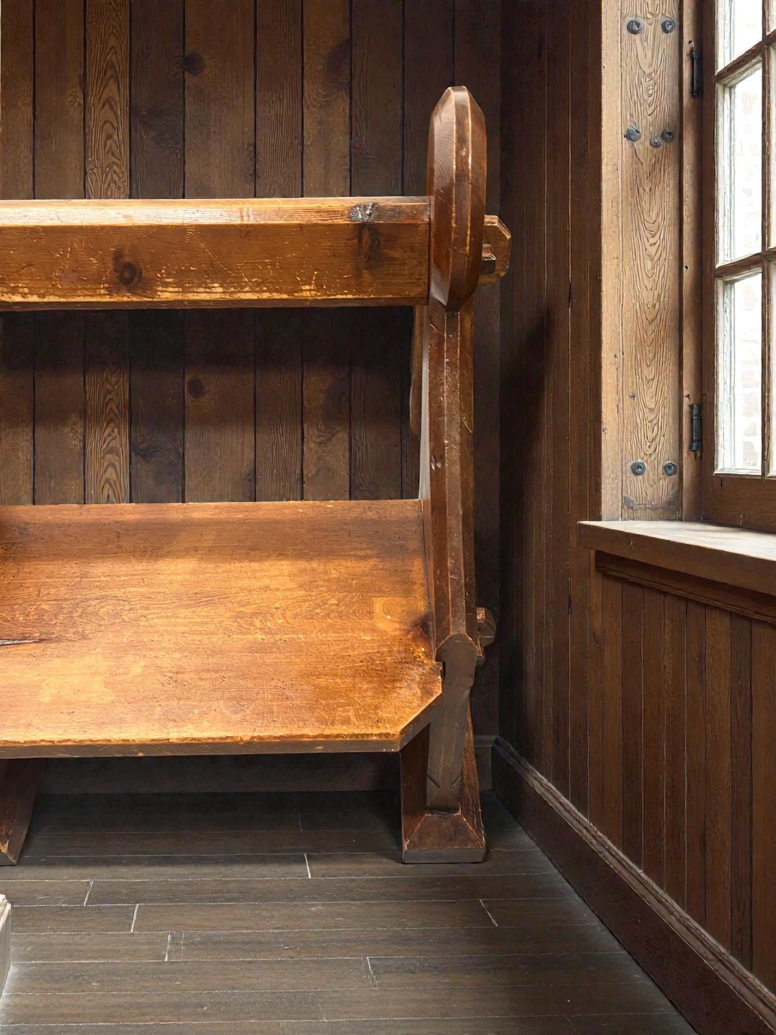 Antique Church Pew Bench | Rustic Hallway / Boot Room Seat