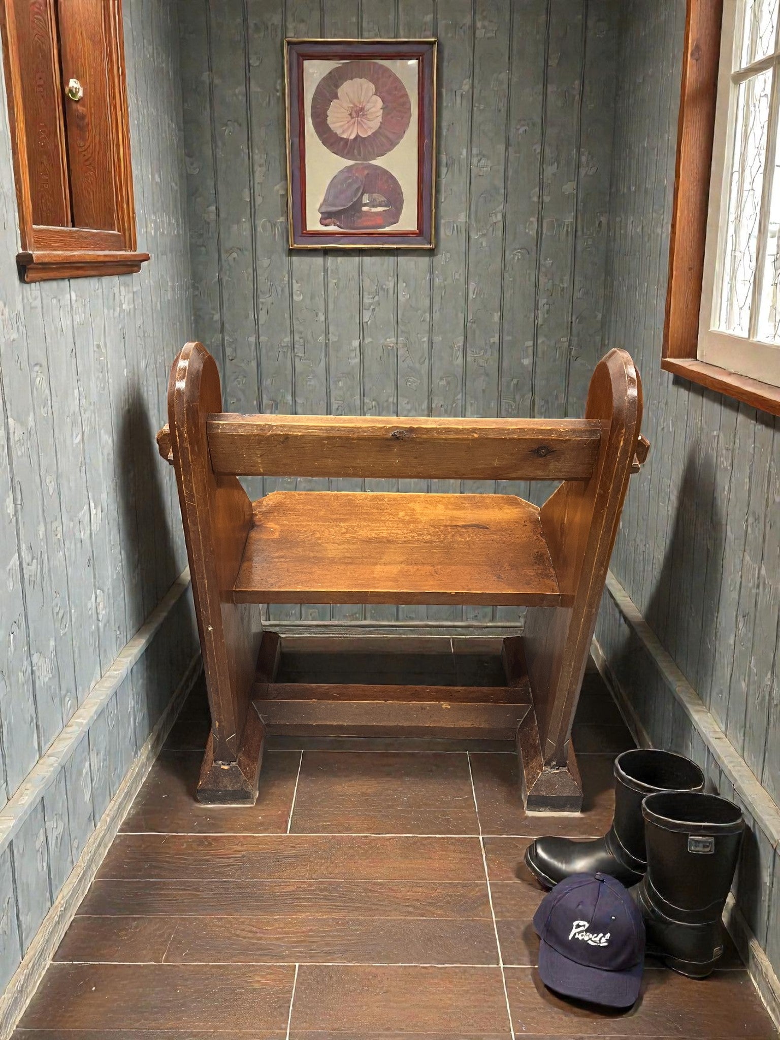 Antique Church Pew Bench | Rustic Hallway / Boot Room Seat