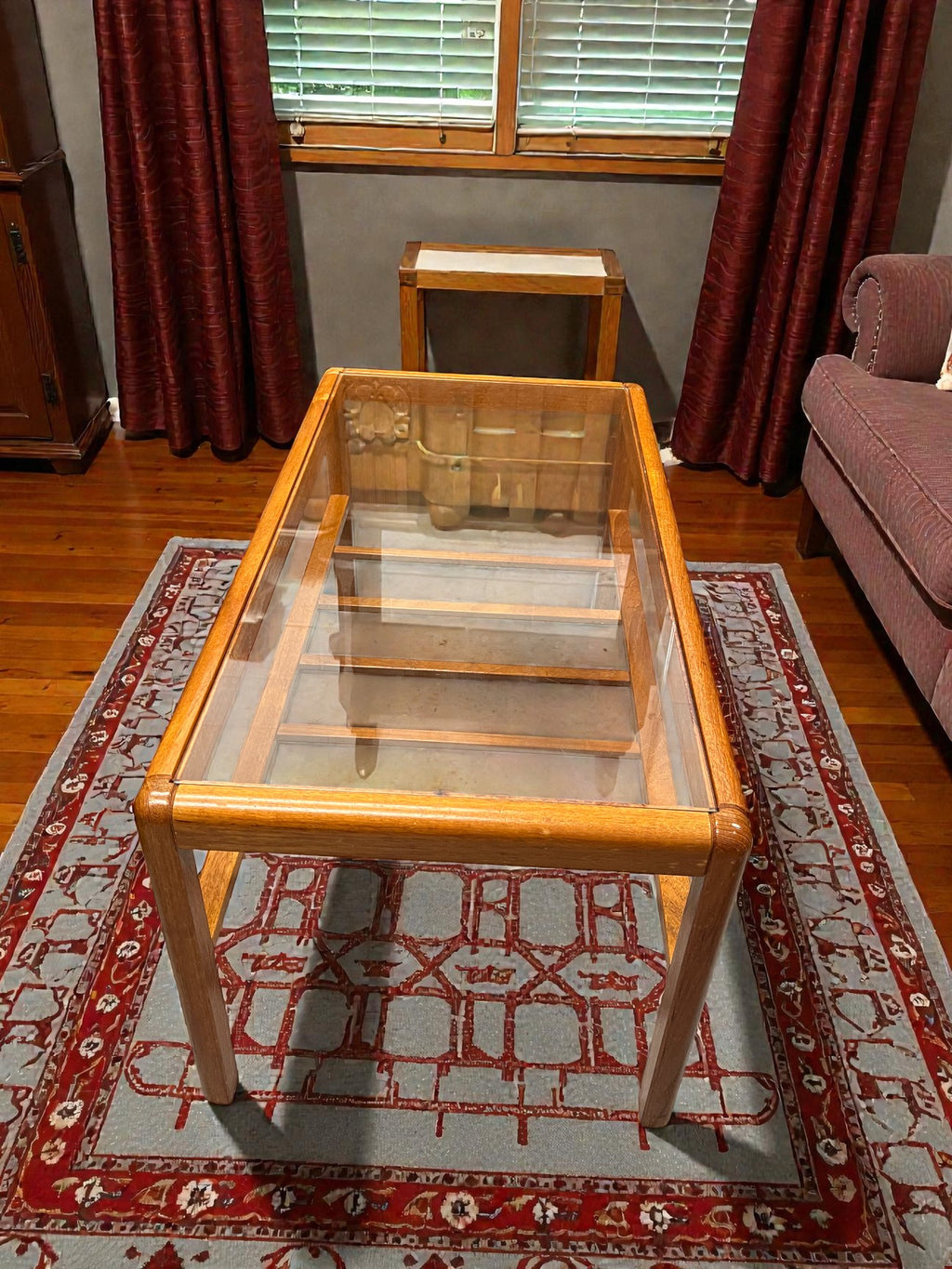 Mid-Century Teak & Glass Coffee Table | Two-Tier 1960s Table with Slatted Shelf