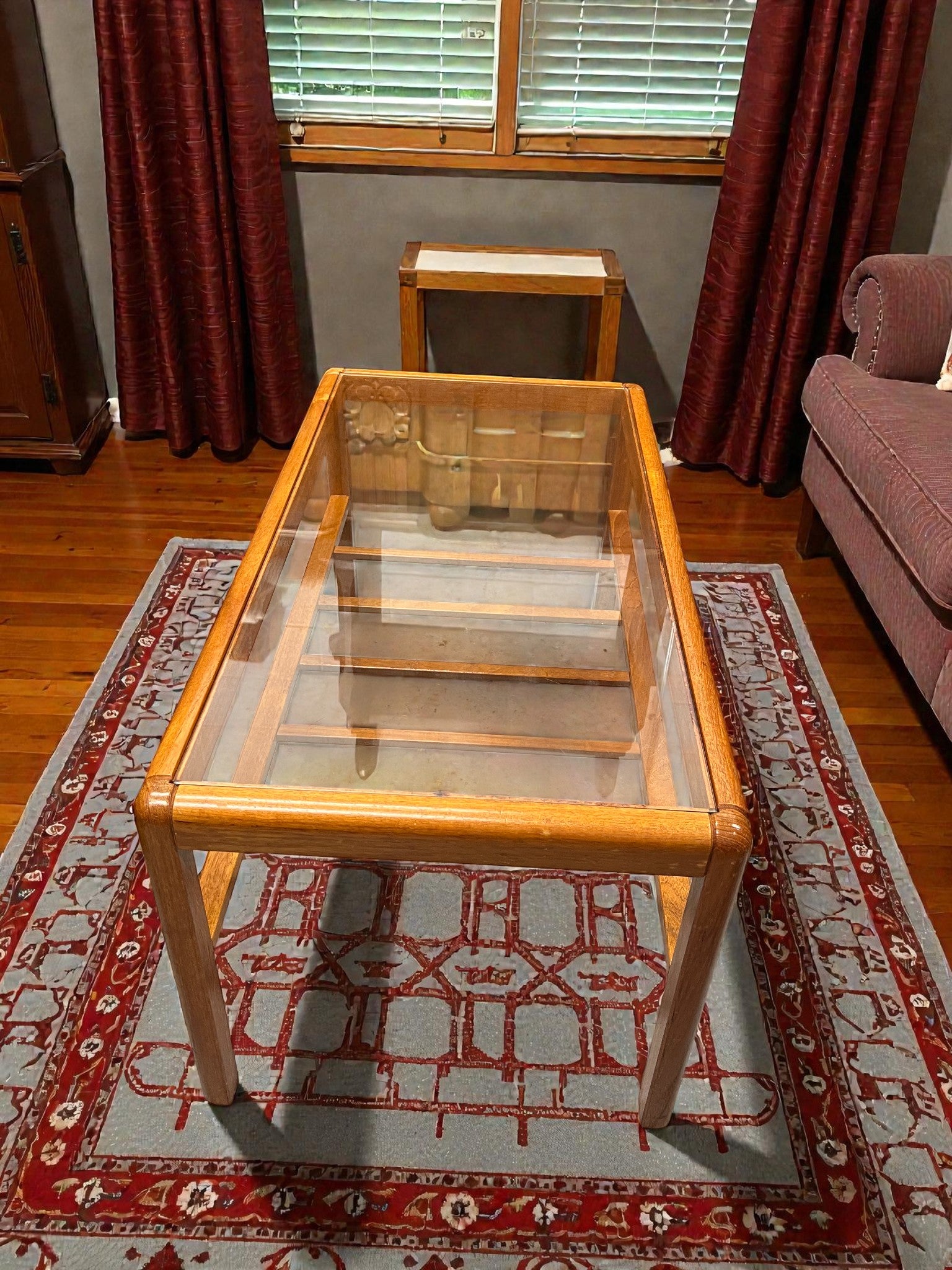 Mid-Century Teak & Glass Coffee Table | Two-Tier 1960s Table with Slatted Shelf