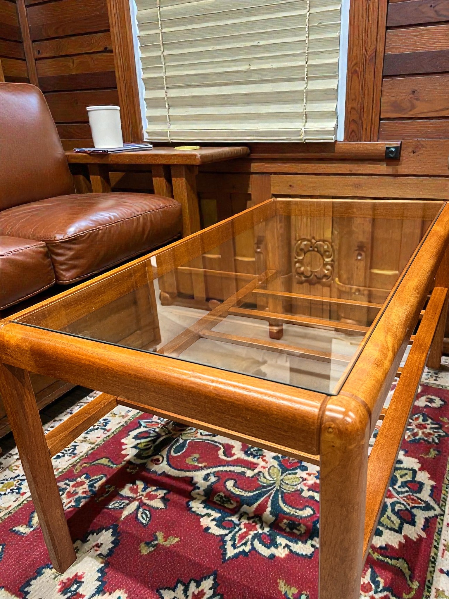 Mid-Century Teak & Glass Coffee Table | Two-Tier 1960s Table with Slatted Shelf