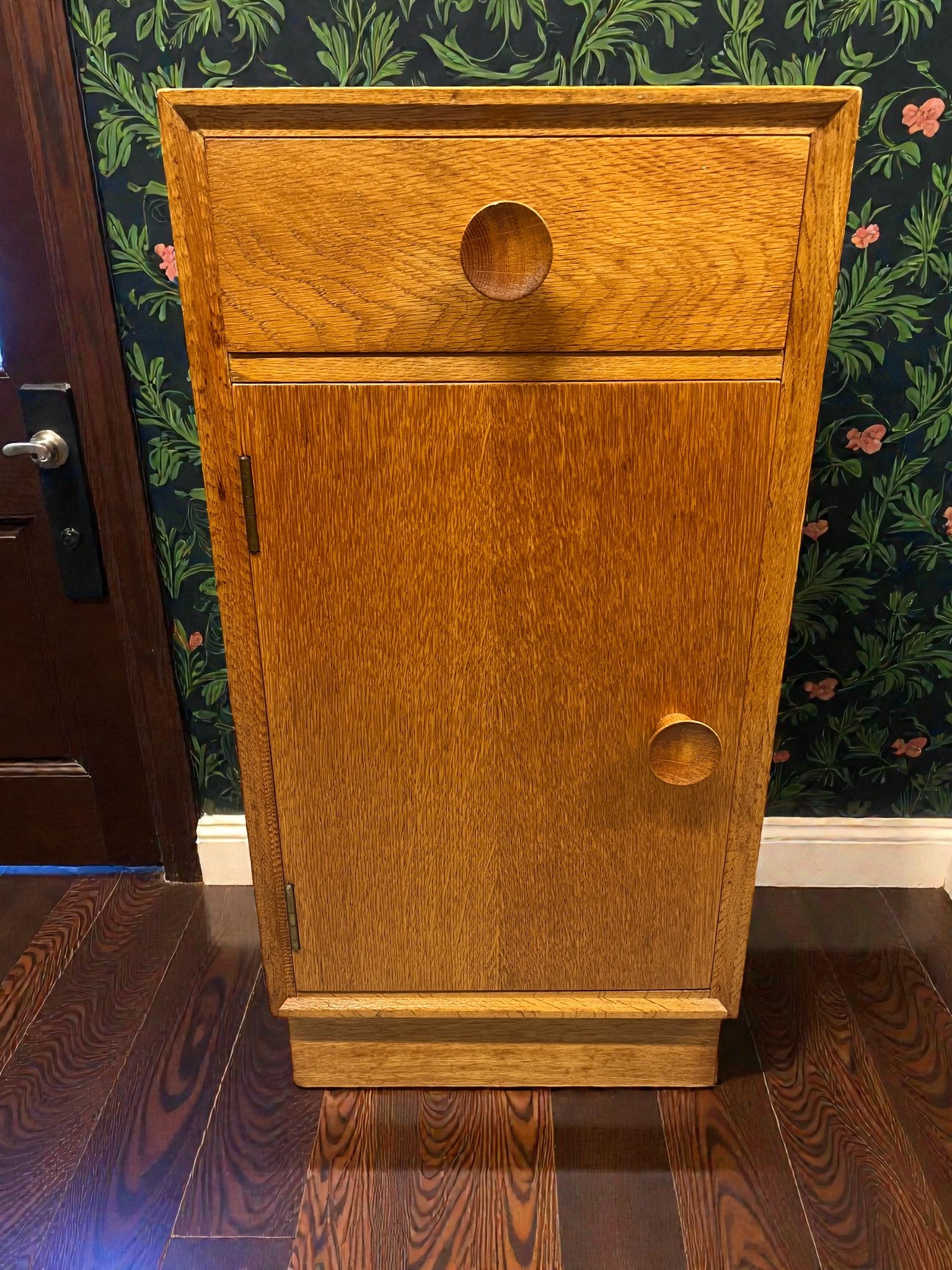 Meredew Mid-Century Bedside Table | Vintage Slim Nightstand with Drawer & Cupboard