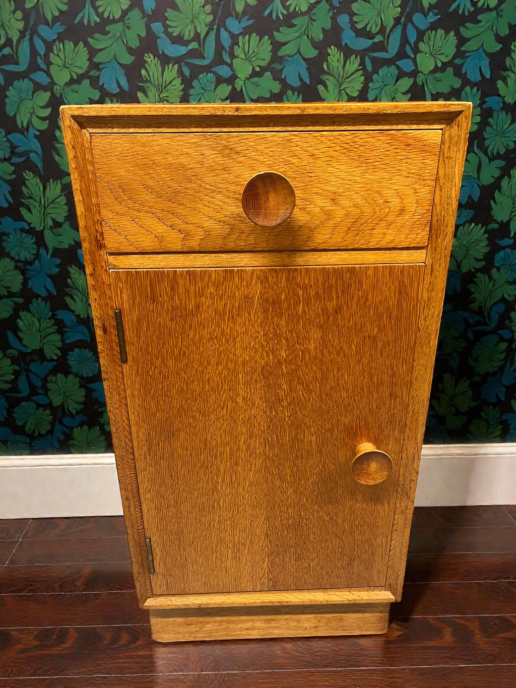 Meredew Mid-Century Bedside Table | Vintage Slim Nightstand with Drawer & Cupboard