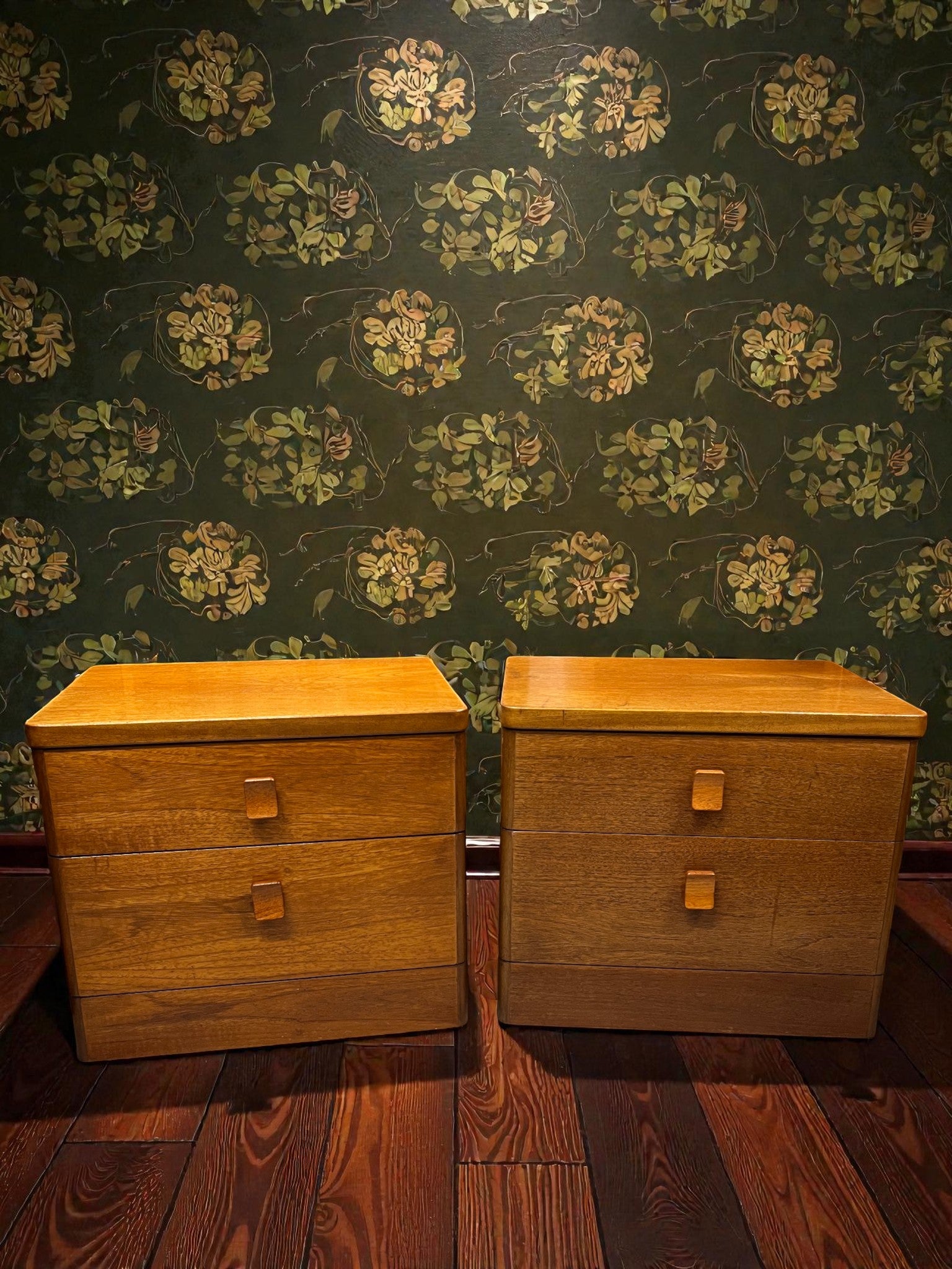 Pair of Stag Cantata Bedside Tables | Mid-Century 2 Drawer Nightstands